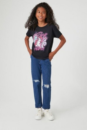 Jeans Forever 21 Girls Distressed Paperbag Niños Azules Oscuro | qtO3Dyu4Lkc