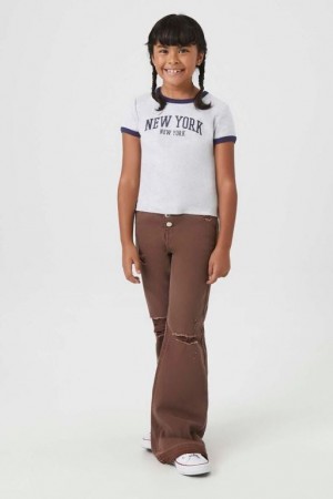 Jeans Forever 21 Girls Recycled Cotton Flare Niños Beige | aUS4SXtMumY