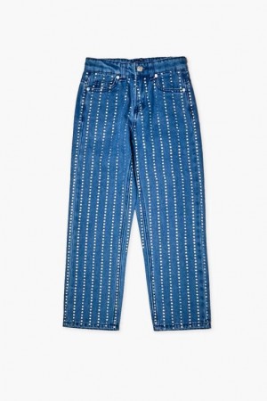 Jeans Forever 21 Girls Rhinestone A Rayas Niños Azules | QelnMEpi6TT