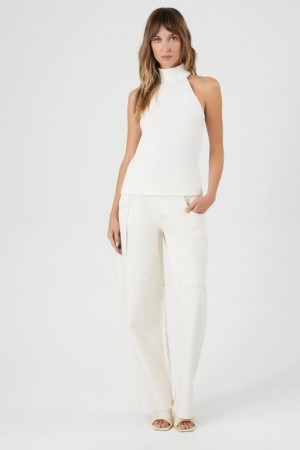 Jeans Forever 21 Gy Seamed Wide Leg Mujer Creme | TnEoqZhayD1