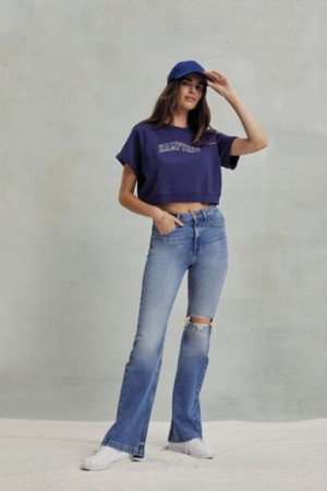 Jeans Forever 21 Hemp Distressed Flare Mujer Azules | OuZ8PwNVOSK