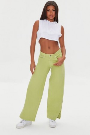 Jeans Forever 21 High Rise Directo Leg Mujer Verde Oliva | 1HCMgFSHZoQ