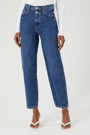 Jeans Forever 21 High Rise Mom Mujer Azules Oscuro | 997OmqdtRpM