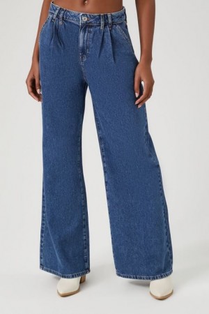 Jeans Forever 21 High Rise Wide Leg Mujer Azules | FKmmQsIRC6m