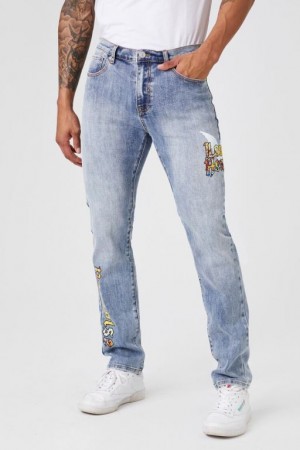 Jeans Forever 21 Lost In Heaven Estampadas Slim Hombre Azules Multicolor | i1ZuI9iM9gp