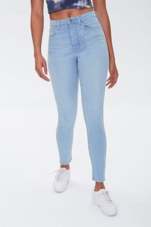 Jeans Forever 21 Mid Rise Flaco Mujer Azules Claro | ETKLxZi9oDn