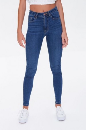 Jeans Forever 21 Mid Rise Flaco Mujer Azules Oscuro | TydWtG0vW3h