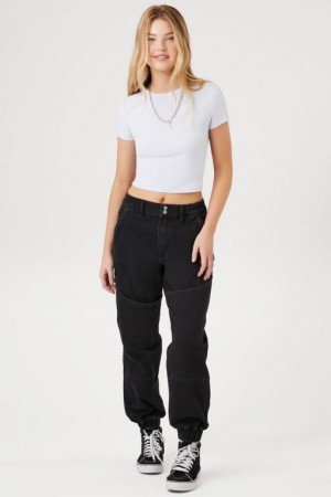 Jeans Forever 21 Pocket High Rise Denim Joggers Mujer Negras | UYLEpauz9gu