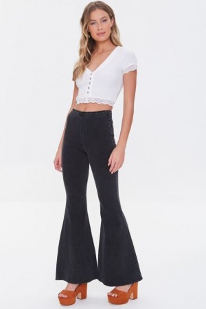 Jeans Forever 21 Premium Flare Mujer Negras | fVj7jAD0GVM