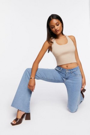 Jeans Forever 21 Raw Cut Flare Mujer Azules Claro | o9kZmnYsMIR