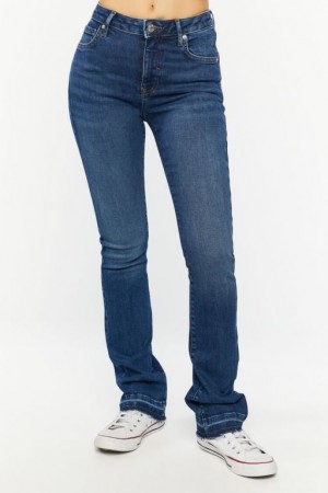 Jeans Forever 21 Recycled Cotton High Rise Bootcut Mujer Azules Oscuro | JuFbXzeVBdA