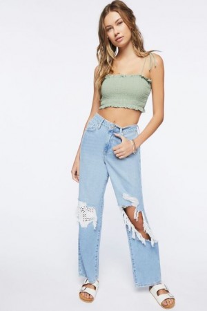 Jeans Forever 21 Recycled Cotton High Rise Directo Mujer Azules | 926pVRu790K