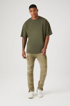 Jeans Forever 21 Slim Fit Cargo Hombre Verde Oliva | pf8j1utCPym