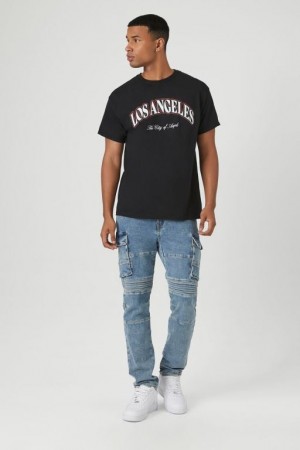 Jeans Forever 21 Slim Fit Moto Cargo Hombre Azules | avZGqBAnW8z