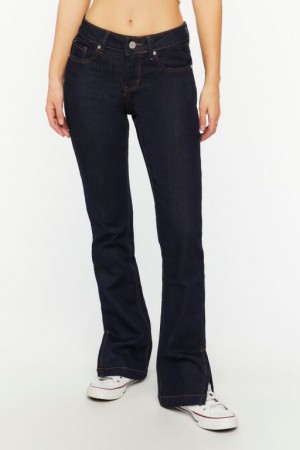 Jeans Forever 21 Split Hem Slim Fit Mujer Azules Oscuro | vYLWjy0162g