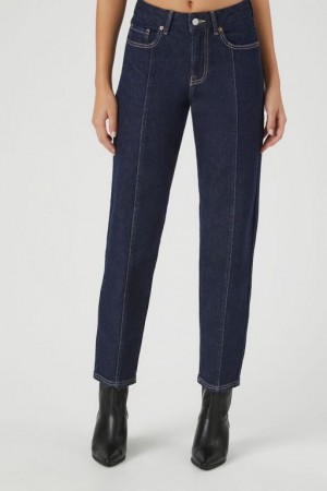 Jeans Forever 21 Stretch Denim Directo Mujer Azules Oscuro | jH5xnEVrvU9