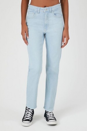 Jeans Forever 21 Super Stretch Mom Mujer Azules Claro | L4ZE6E7Ymw0