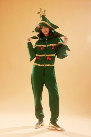 Jumpsuits Forever 21 Christmas Tree Jumpsuit Mujer Verde Multicolor | RCkfTqJTi6e