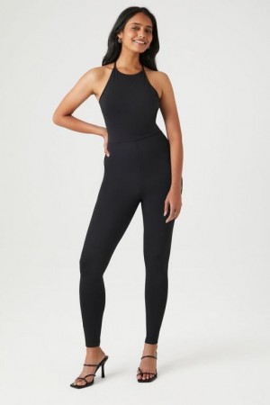 Jumpsuits Forever 21 Crisscross Halter Jumpsuit Mujer Negras | 1Gujw0IKcD5