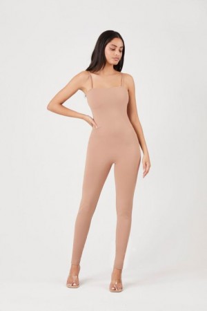 Jumpsuits Forever 21 Fitted Cami Jumpsuit Mujer Cocoa | HnOp8zJGsNw