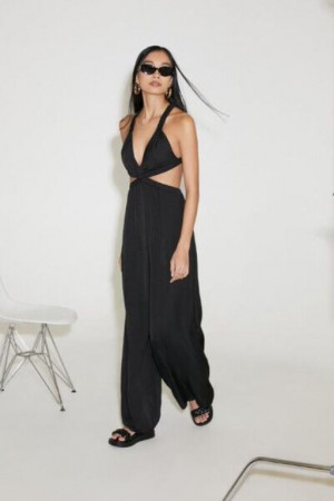 Jumpsuits Forever 21 Plunging Cutout Jumpsuit Mujer Negras | krLyBnCiR87