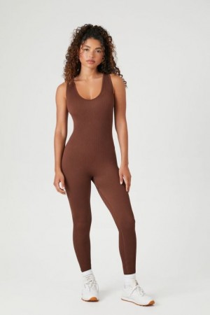 Jumpsuits Forever 21 Seamless Fitted Jumpsuit Mujer Chocolate | a6cllKiI6eH