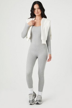 Jumpsuits Forever 21 Seamless Long Sleeve Jumpsuit Mujer Gris | fsn0t7oKYFr