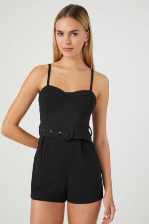 Jumpsuits Forever 21 Sweetheart Cami Romper Mujer Negras | Evj5u73ypNa