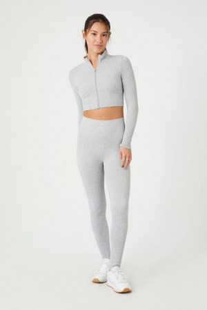 Leggins Forever 21 Acanalado Knit Stirrup Mujer Gris | Yilw6z7lRM4