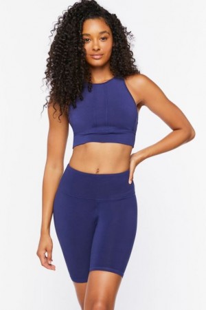 Leggins Forever 21 Active Cotton Blend Biker Mujer Azul Marino | VHYcJVqzglj