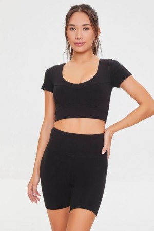 Leggins Forever 21 Active Cotton Blend Biker Mujer Negras | q80WZbGdCE1