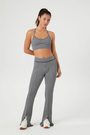 Leggins Forever 21 Active Houndstooth Flare Mujer Negras Amarillo Claro | VKef5IW31L8