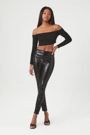 Leggins Forever 21 High Rise Sequin Mujer Negras | voyRUWw4rBY