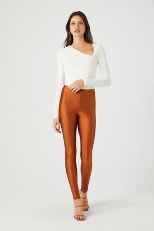 Leggins Forever 21 High Shine Mid Rise Mujer Root Beer | RPOyngVaSdA