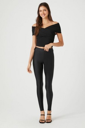 Leggins Forever 21 High Shine Mid Rise Mujer Negras | nW1Xlx9A9a9