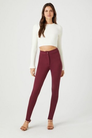 Leggins Forever 21 Ponte Knit High Rise Mujer Burdeos | Mm0395GXF81