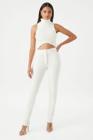 Leggins Forever 21 Ponte Knit High Rise Mujer Blancas | yMabPKR7UvR