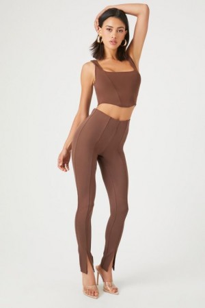 Leggins Forever 21 Ponte Knit High Rise Mujer Chocolate | z7X46k7rE1I