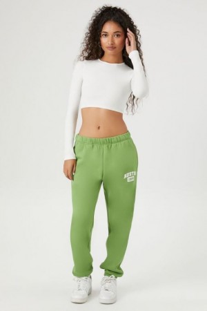 Pantalon Forever 21 Austin Estampadas Fleece Joggers Mujer Verde Multicolor | AKmcfq0A3Sj