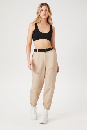 Pantalon Forever 21 Belted Cargo Joggers Mujer Kaki | A3iHZfdZcYi