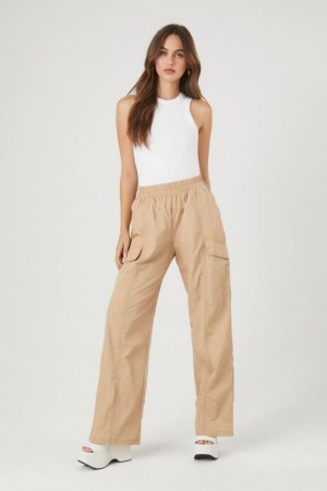 Pantalon Forever 21 Cargo Directo Leg Joggers Mujer Kaki | WszAGbgkyst