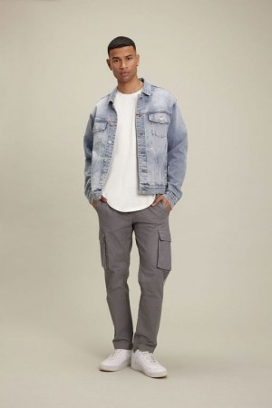 Pantalon Forever 21 Cargo Drawstring Joggers Hombre Gris | f2FUWXiiUDU