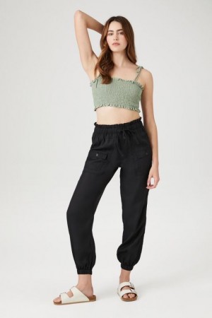 Pantalon Forever 21 Chambray Drawstring Joggers Mujer Negras | Bg7uilbEzsb