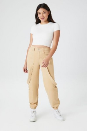 Pantalon Forever 21 Corduroy Cargo Joggers Mujer Kaki | sZfBTpV1dsR