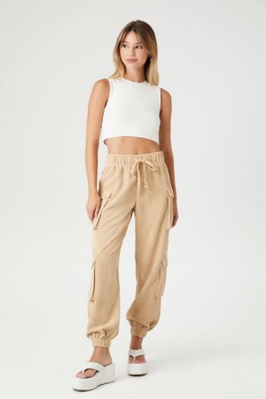 Pantalon Forever 21 Corduroy Cargo Joggers Mujer Marrones | zxyMU2TgZBy