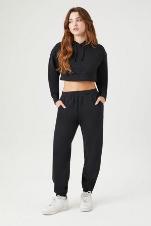 Pantalon Forever 21 Cuffed Fleece Joggers Mujer Negras | zjHvxB16srS