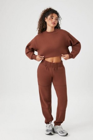 Pantalon Forever 21 Cuffed Fleece Joggers Mujer Cappuccino | D5uYCOvQF5Z