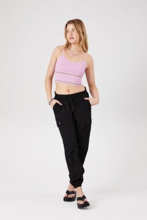 Pantalon Forever 21 Drawstring Cargo Joggers Mujer Negras | T9caahKh2I9