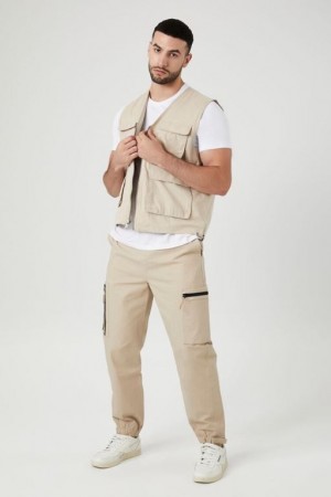 Pantalon Forever 21 Drawstring Cargo Joggers Hombre Gris Marrones | ziYJQRLPPYH