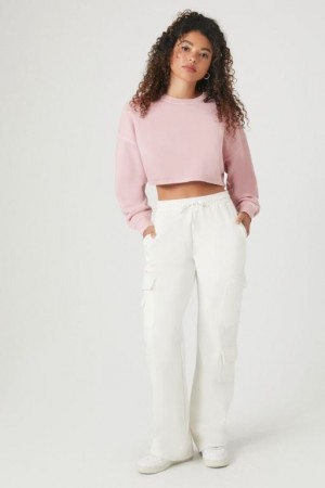 Pantalon Forever 21 Fleece Cargo Mujer Blancas | PFLVgFEritU